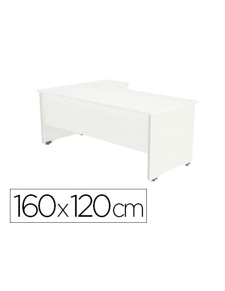 Mesa rocada serie work 160x110x76 cm derecha acabado aw04 blanco/blanco