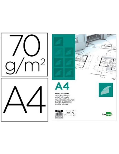 Papel vegetal liderpapel a4 70gr 210x297mm...
