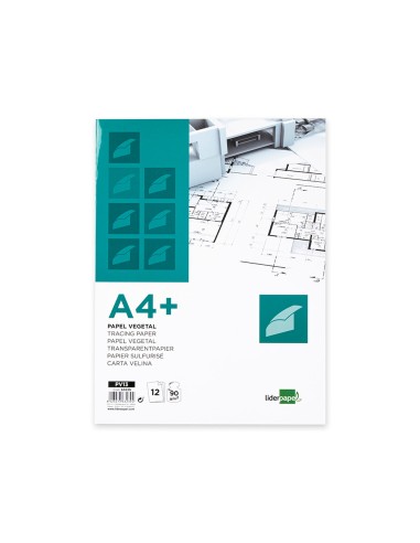 Papel vegetal liderpapel a4+ 90 gr 240x320mm...