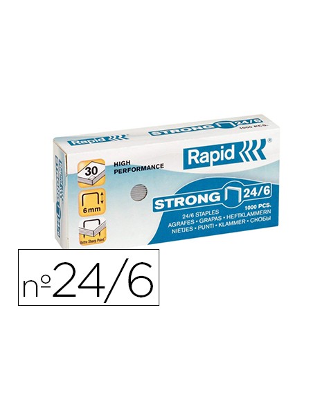 Grapas rapid nº 24/6 strong galvanizadas caja de 1000 unidades