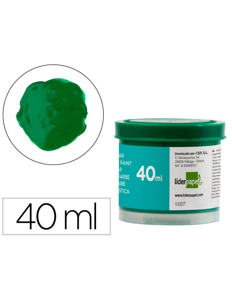 Tempera escolar liderpapel 40 ml verde