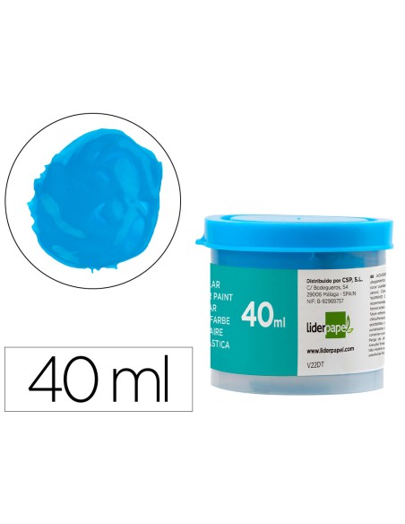 Tempera escolar liderpapel 40 ml azul cian