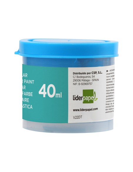 Tempera escolar liderpapel 40 ml azul cian
