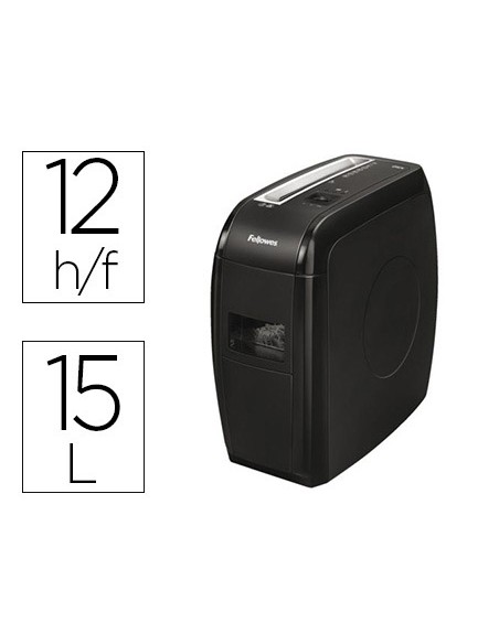 Destructora de documentos fellowes 21cs capacidad de corte 12 h destruye grapas tarjetas credito y clips 15l