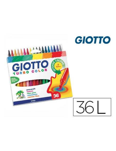 Rotulador giotto turbo color caja de 36 unidades colores surtidos