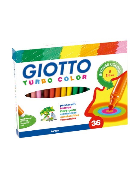 Rotulador giotto turbo color caja de 36 unidades colores surtidos