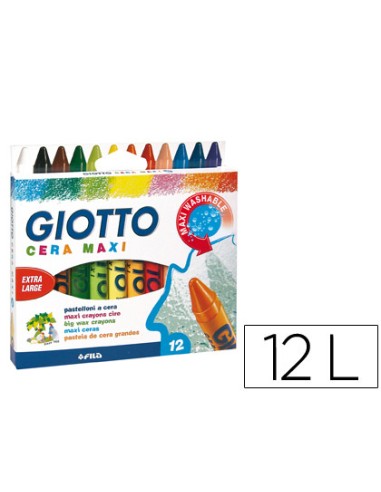 Lapices cera giotto maxi caja de 12 colores...