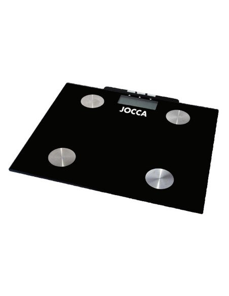 Bascula inteligente jocca de vidrio templado con bluetooth mide peso grasa agua hasta 8 usuarios capacidad hasta 180 kg