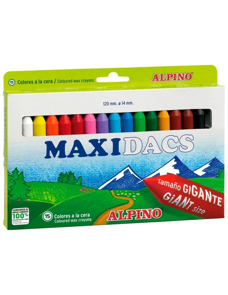 Lapices cera alpino maxidacs caja de 15 unidades colores surtidos