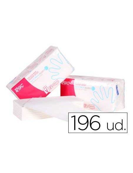 Toalla de papel mano engarzada ecologica 20x23 cm 2 capas paquete con 196 unidades