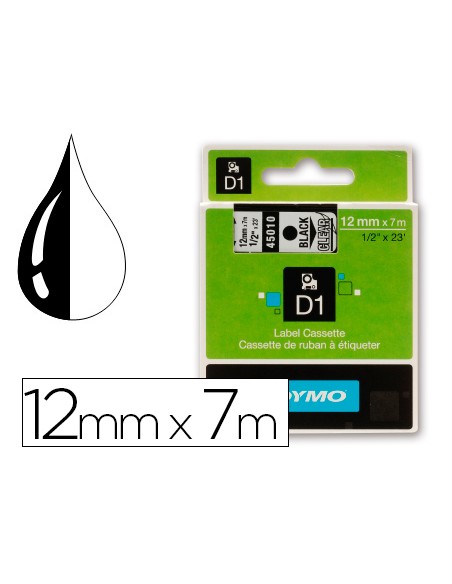Cinta dymo negro transparente 12mm x7 m d1