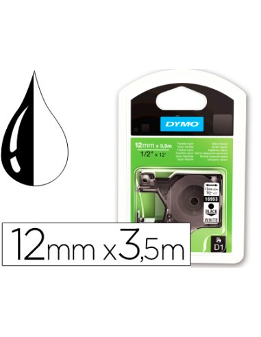 Cinta dymo negro blanco 12mm x3,5 m d1 nylon