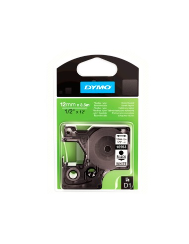 Cinta dymo negro blanco 12mm x3,5 m d1 nylon