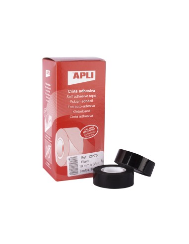 Cinta adhesiva apli 33 m x 19 mm color negro