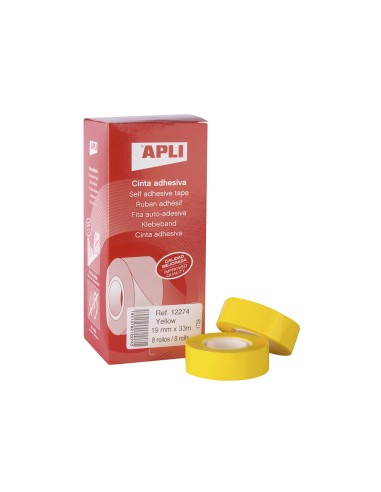 Cinta adhesiva apli 33 m x 19 mm color amarillo