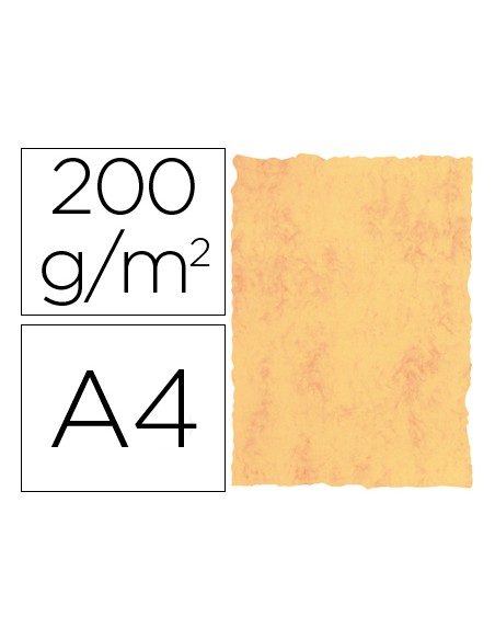 Papel pergamino din a4 200 gr color marmol amarillo paquete de 25 hojas
