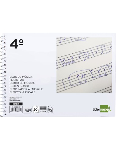Bloc musica liderpapel combi pentagrama...