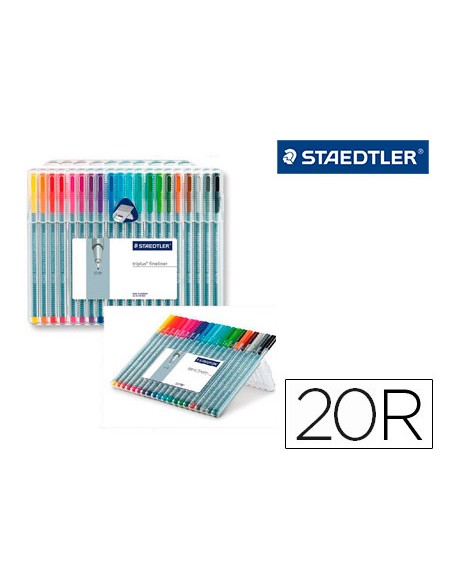 Rotulador staedtler triplus fineliner 334 estuche de 20 unidades colores surtidos (14+6 gratis)