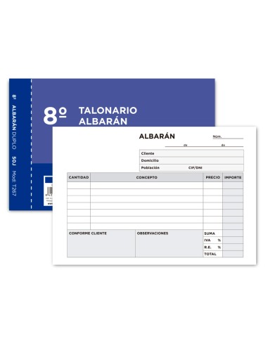Talonario liderpapel albaran octavo duplicado...
