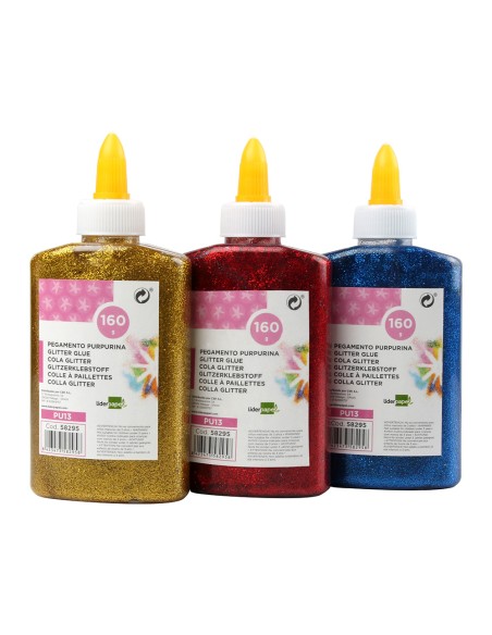 Purpurina pegamento liderpapel fantasia colores metalicos surtidos bote de 160 gr