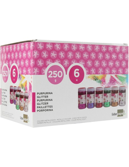 Purpurina liderpapel fantasia colores metalicos surtidos bote de 250 gr