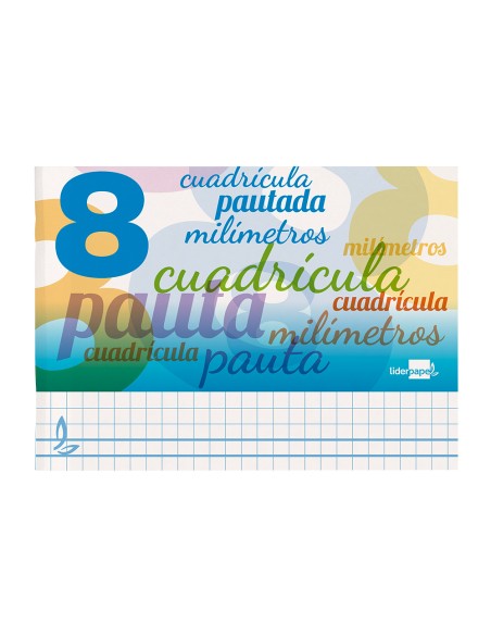 Libreta liderpapel pautaguia tapa cartoncillo 32 hojas din a5 70gr cuadriculado pautado 8 mm apaisado con margen