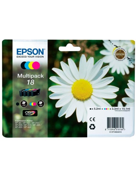 Ink-jet epson multipack t18 negro amarillo cyan y magenta xp-102 px-202 px-205xp-305 xp-405