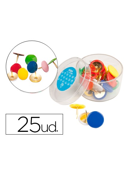 Chincheta liderpapel plastificada colores surtidos caja de 25 unidades