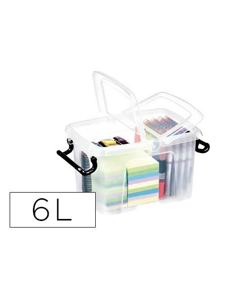 Contenedor plastico cep 6 litros 305x224x182 mm transparente con tapa y cierre hermetico