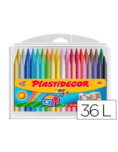 Lapices cera plastidecor caja de 36 colores...