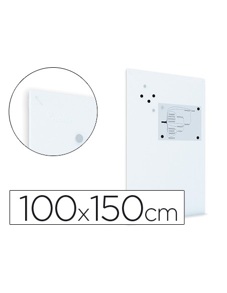 Pizarra rocada magnetica blanca con sistema ski whiteboard 100x150 cm