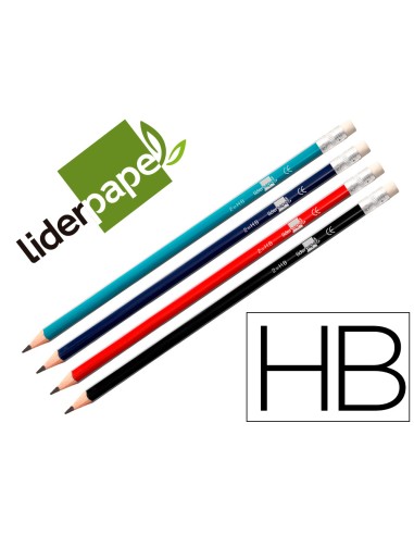Lapices de grafito con goma liderpapel hb...