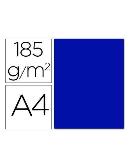 Cartulina guarro din a4 azul ultramar 185 gr paquete 50 hojas