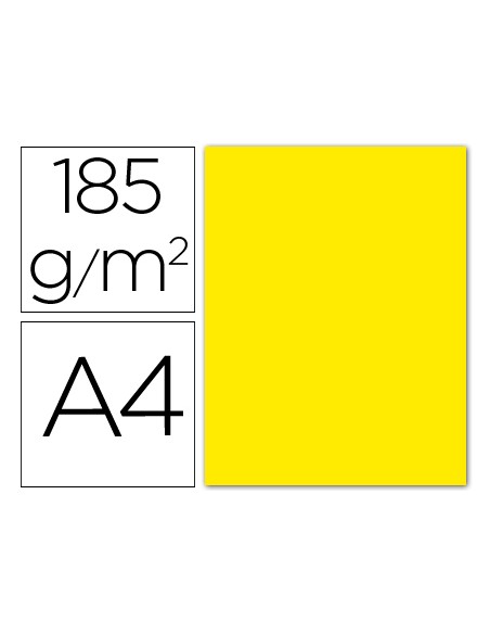 Cartulina guarro din a4 gualda 185 gr paquete 50 hojas