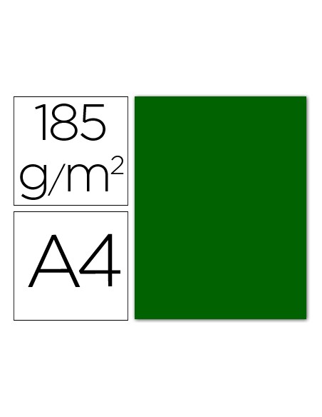 Cartulina guarro din a4 verde billar 185 gr paquete 50 hojas