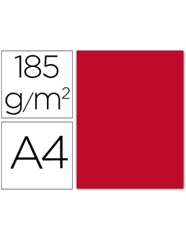 Cartulina guarro din a4 rojo 185 gr paquete 50...