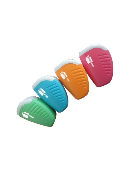 Sacapuntas liderpapel plastico 1 uso con deposito colores surtidos