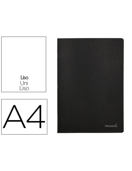 Libreta liderpapel tapa negra a4 80 hojas 60gr liso con doble margen