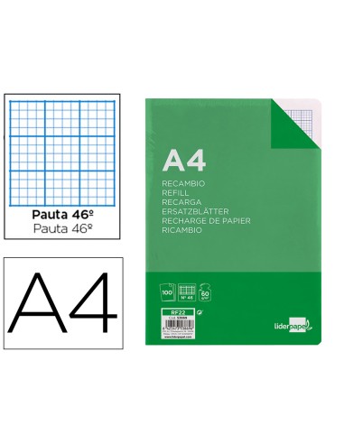 Recambio liderpapel a4 100 hojas 60gr rayado nº...