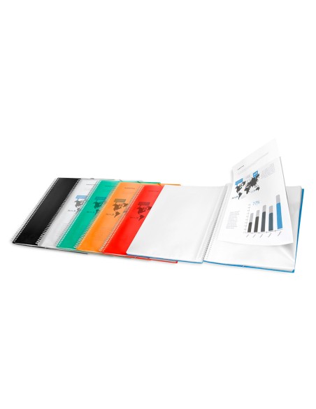 Carpeta liderpapel escaparate con espiral 20 fundas polipropileno din a4 verde