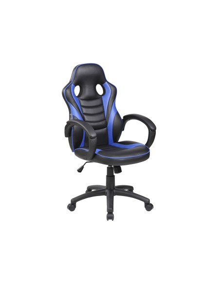 Silla rocada gaming con brazos fijos base nylon con ruedas basculante similpiel negro/azul 480x490x1060-1160