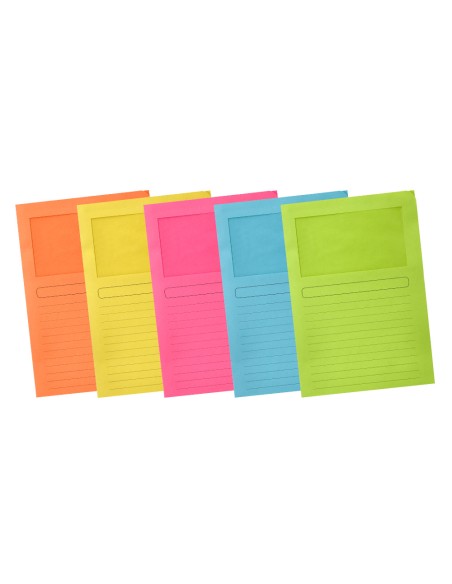 Subcarpeta cartulina q-connect din a4 colores surtidos con ventana transparente 120g/m2 paquete de 25 unidades