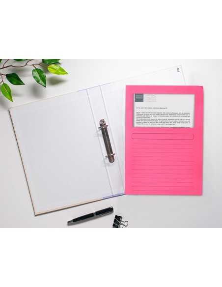 Subcarpeta cartulina q-connect din a4 rosa con ventana transparente 120 g/m2