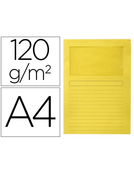 Subcarpeta cartulina q-connect din a4 amarilla con ventana transparente 120 g/m2