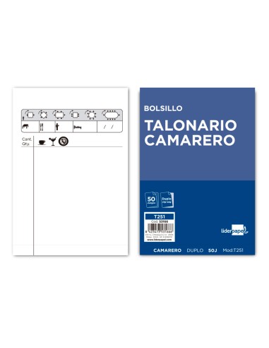 Talonario liderpapel camarero bolsillo original...