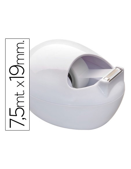 Portarrollo sobremesa scotch color blanco c-36 karim de 7,5 m x 19 mm incluye rollo de cinta adhesiva magic