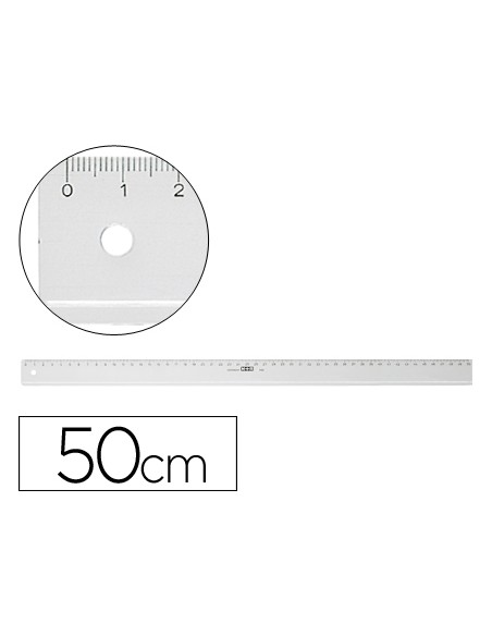 Regla m+r 50 cm plastico transparente