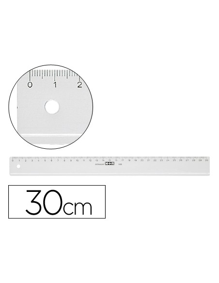 Regla m+r 30 cm plastico transparente