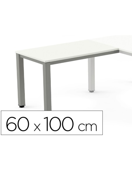 Ala para mesa rocada serie executive 60x100 cm derecha o izquierda acabado ad04 gris/blanco