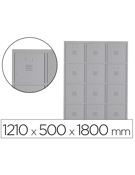 Taquilla metalica rocada 400 3 modulos x 4 puertas gris 1210x500x1800 mm